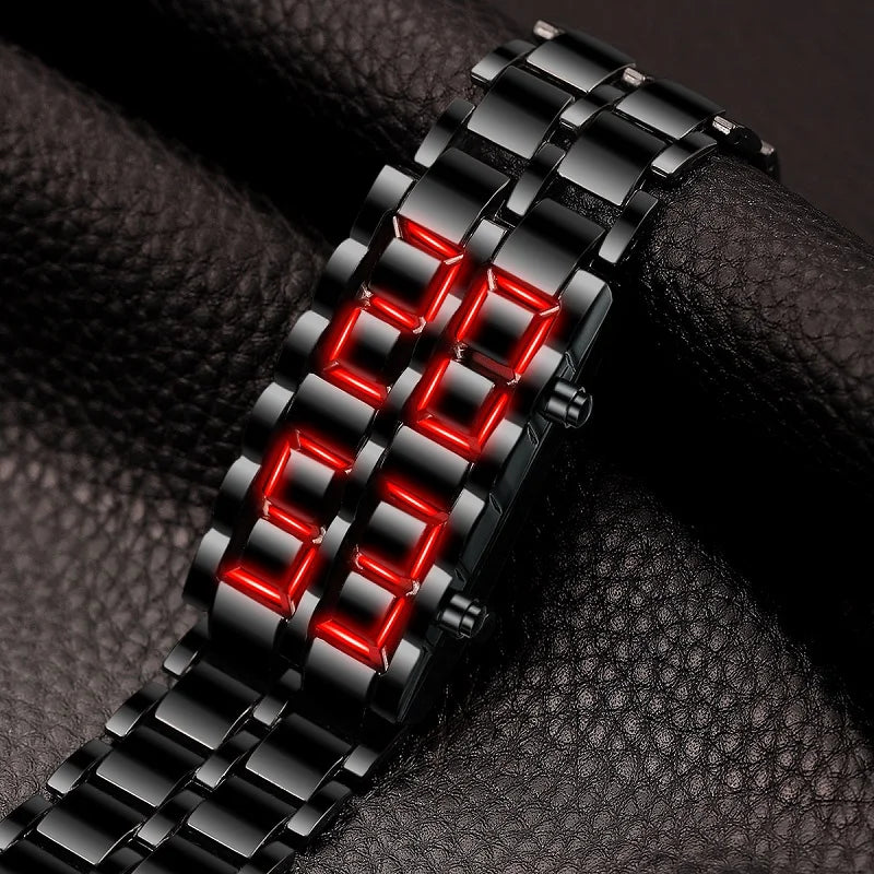 Fashion Mens Digital Lava Wrist Watch | Full Metal LED Display Timepiece