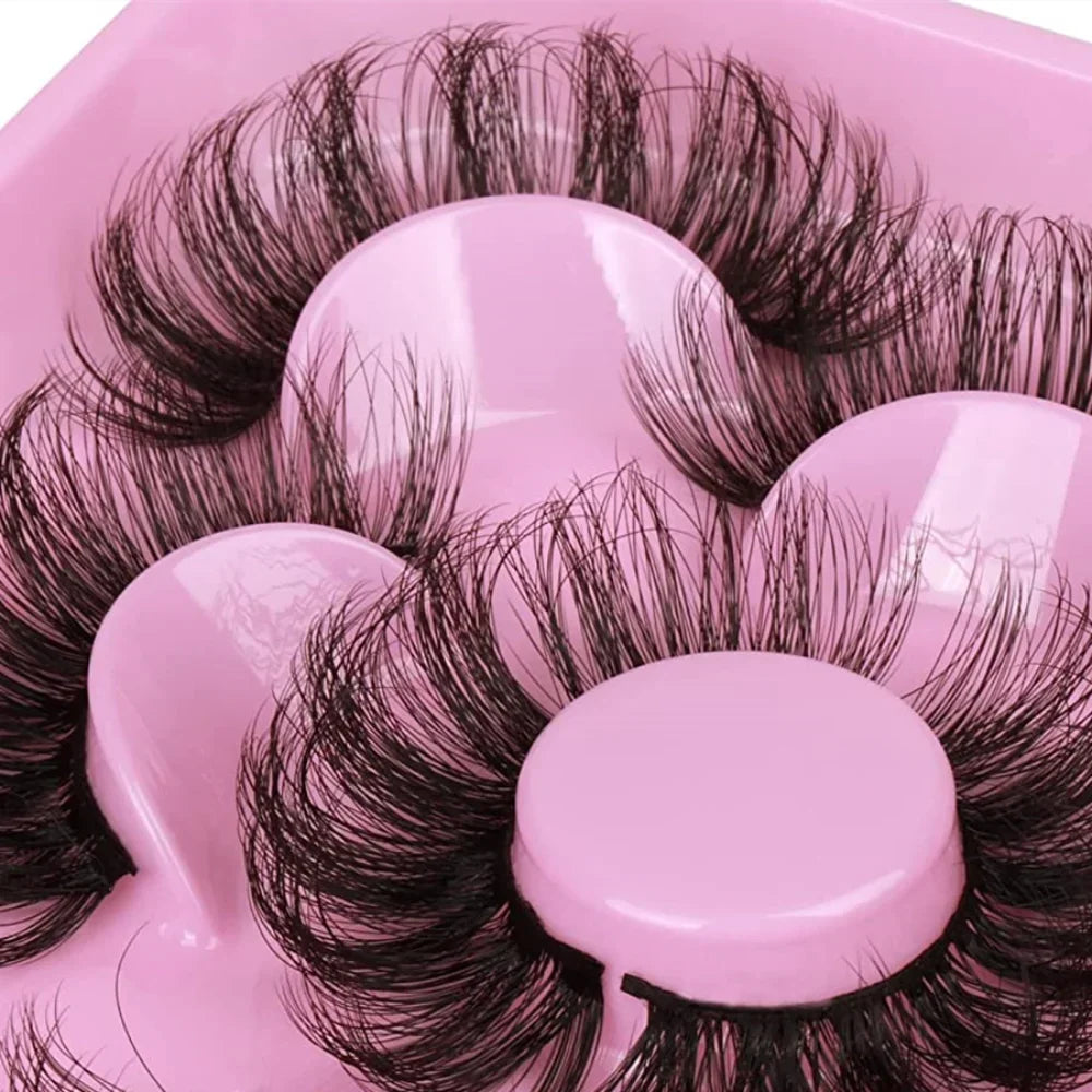 5 Pairs Russian Strip Lashes Fluffy Mink Lashes 3D False Eyelashes Russian Volume Eyelashes Fake Eyelash Extension Make Up