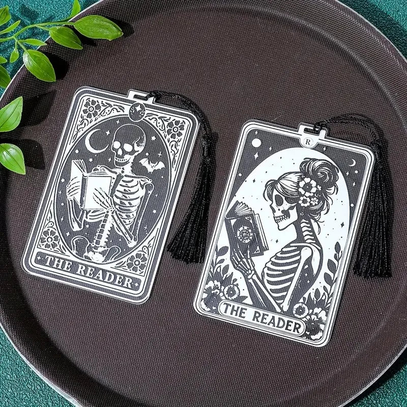 1pc Gothic-Style Acrylic Reading Bookmark, Suitable for Both Men and Women, Personalized Skull Reading Marker, a Friendship Gift