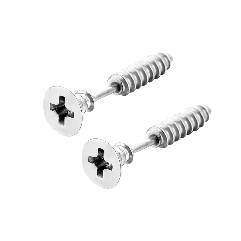 Gothic Stud Earrings Set | Unisex Stainless Steel Punk Screw Earrings