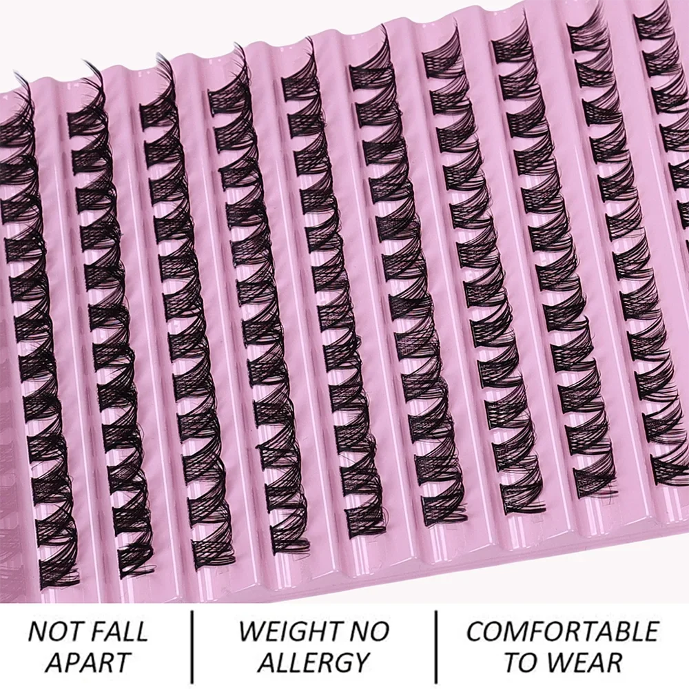 D Curl Mink Individual Cluster Lashes 120Pcs 8-16mm Mixed Size Full Volume Natural DIY Self-Graft Lash Extensions