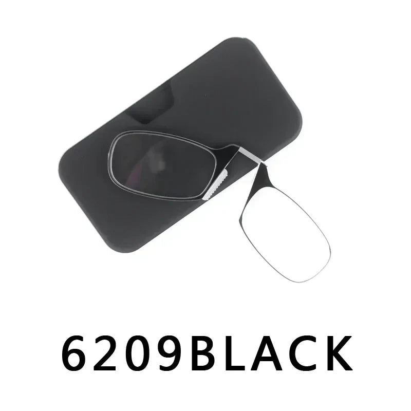 Nose Clip Reading Glasses Man High Quality Men Portable Foam Nose Glasses for Seniors Transparent Eyeglasses with Case