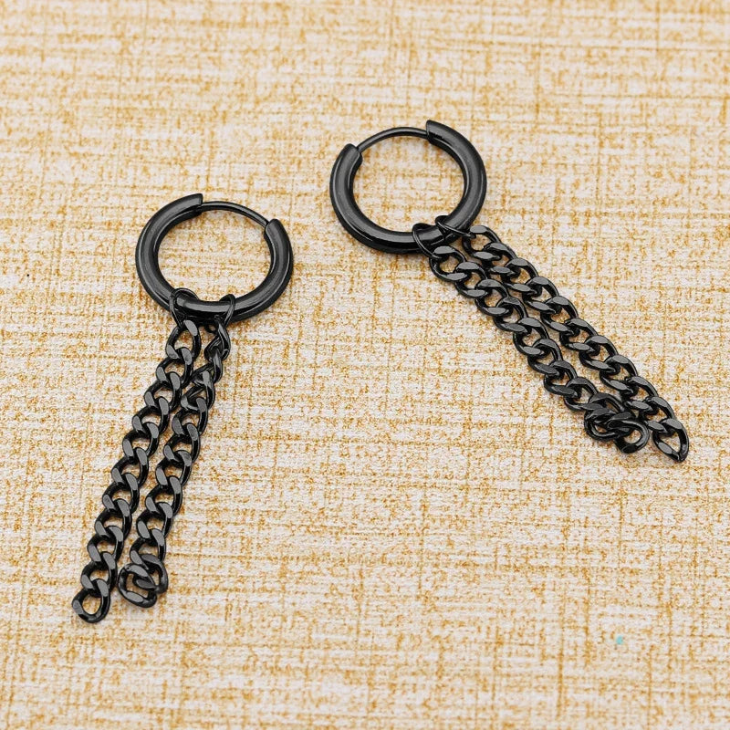 Vintage Punk Stainless Steel Stud Earrings for Men Women | 1 Pair Black Earrings Set