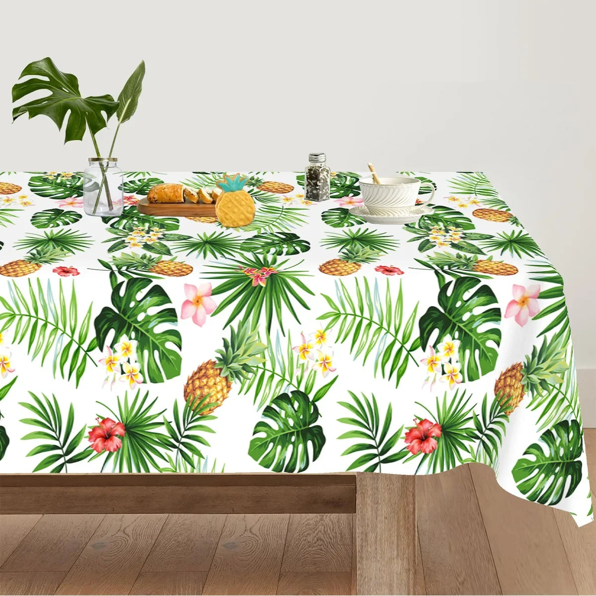 Tropical Hawaiian Party Tablecloth and Candy Bags Set | Flamingo Summer Decor
