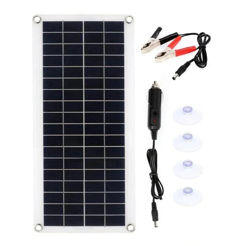 10W-15W portable dual USB solar panel with alligator clips and car charger