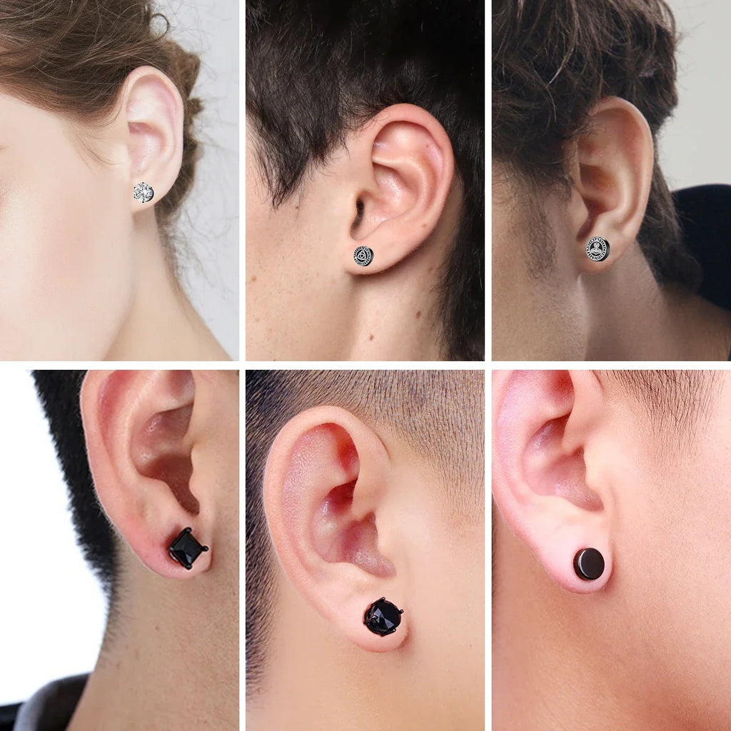 Magnetic Clip Earrings for Women and Men | No Piercing Crystal Studs