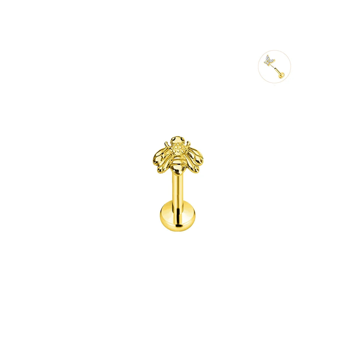 EVISPOL 16G Hypoallergenic Stainless Steel Threadless Insert Labret Lip Rings Tiny Crystal CZ Butterfly Flower Piercing Jewelry