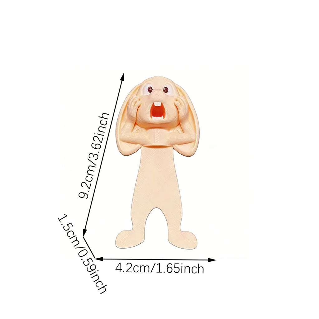 Exclusive New Product - Funny Screaming Rabbit 3D Bookmark, Creative Animal Page Clip, Anti-Page-Falling Reading Marker Clip