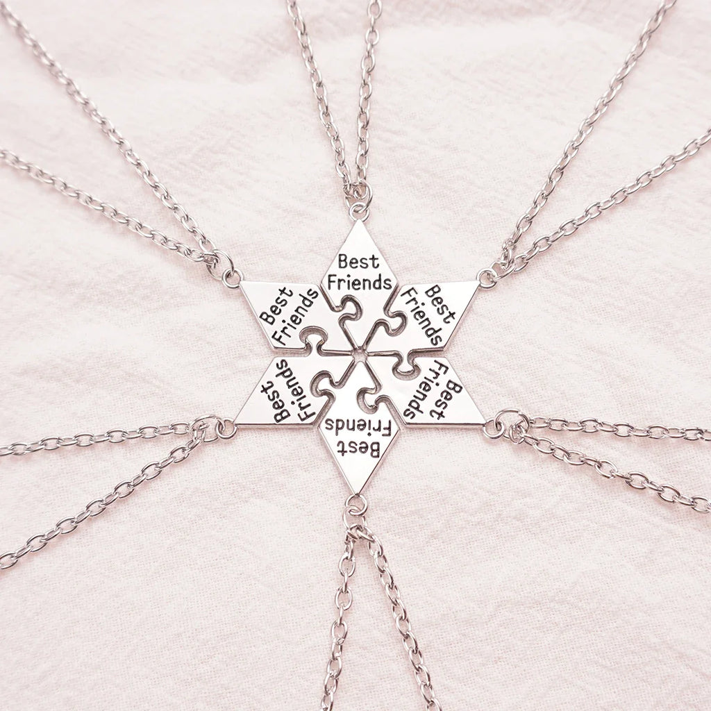 Friendship Pendant Necklace Set for Women | 6 Pcs BFF Jewelry Gift