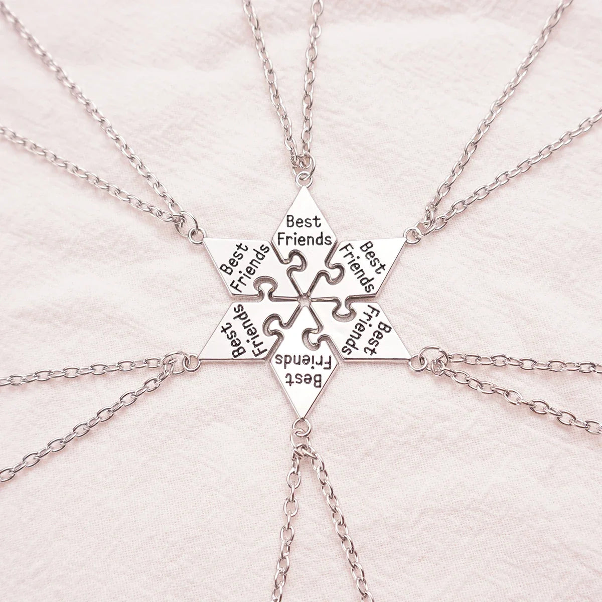 Friendship Pendant Necklace Set for Women | 6 Pcs BFF Jewelry Gift