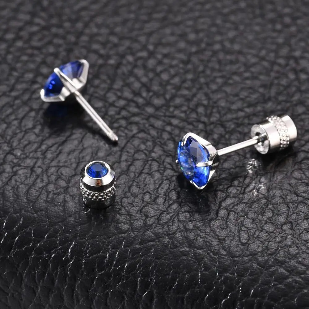 CZ Stud Earrings for Men Women,Hypoallergenic Stainless Steel Round Cubic Zirconia Stud Earrings,Body Piercing Jewelry