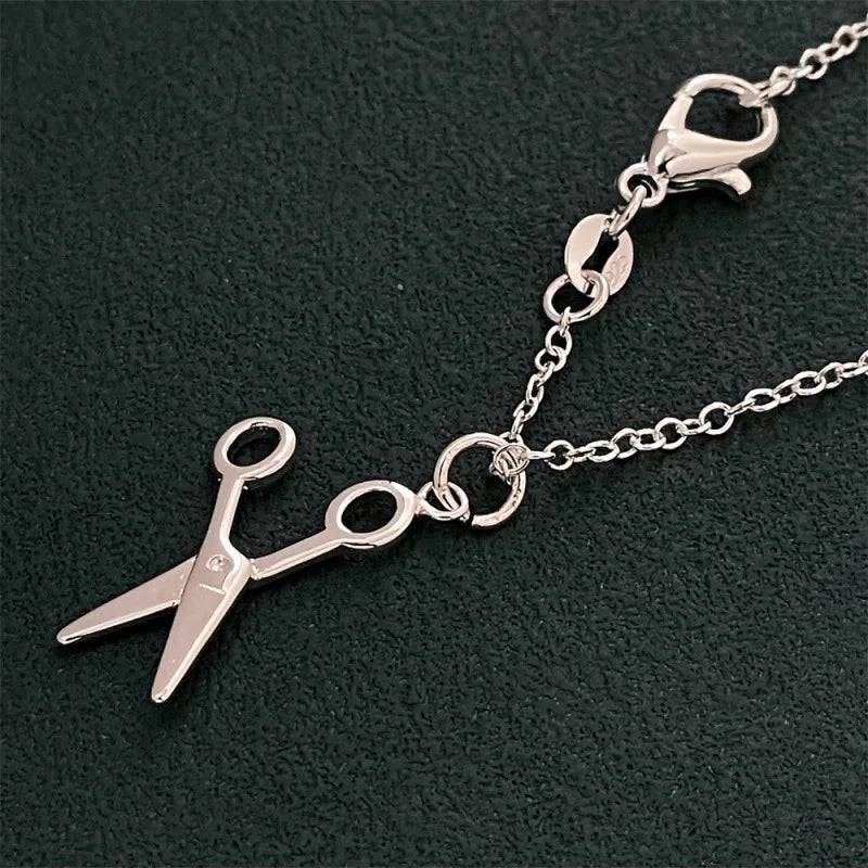 925 Sterling Silver Scissors Style Pendant Necklace Delicate Small Women Necklace Personality Creative Jewelry