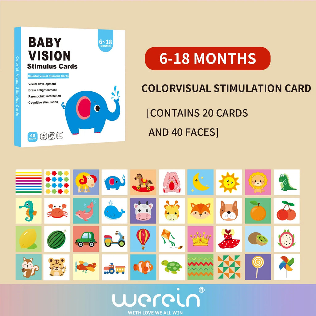 We Rein High Contrast Baby Black White Flash Cards, Newborn Visual Stimulation Cognitive Learning Toys, 0-6 Months Infant