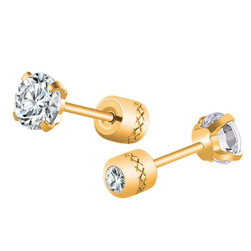 Medical Stainless Steel Crystal Stud Earrings | 2-Piece Tragus Cartilage Earrings for Men and Women