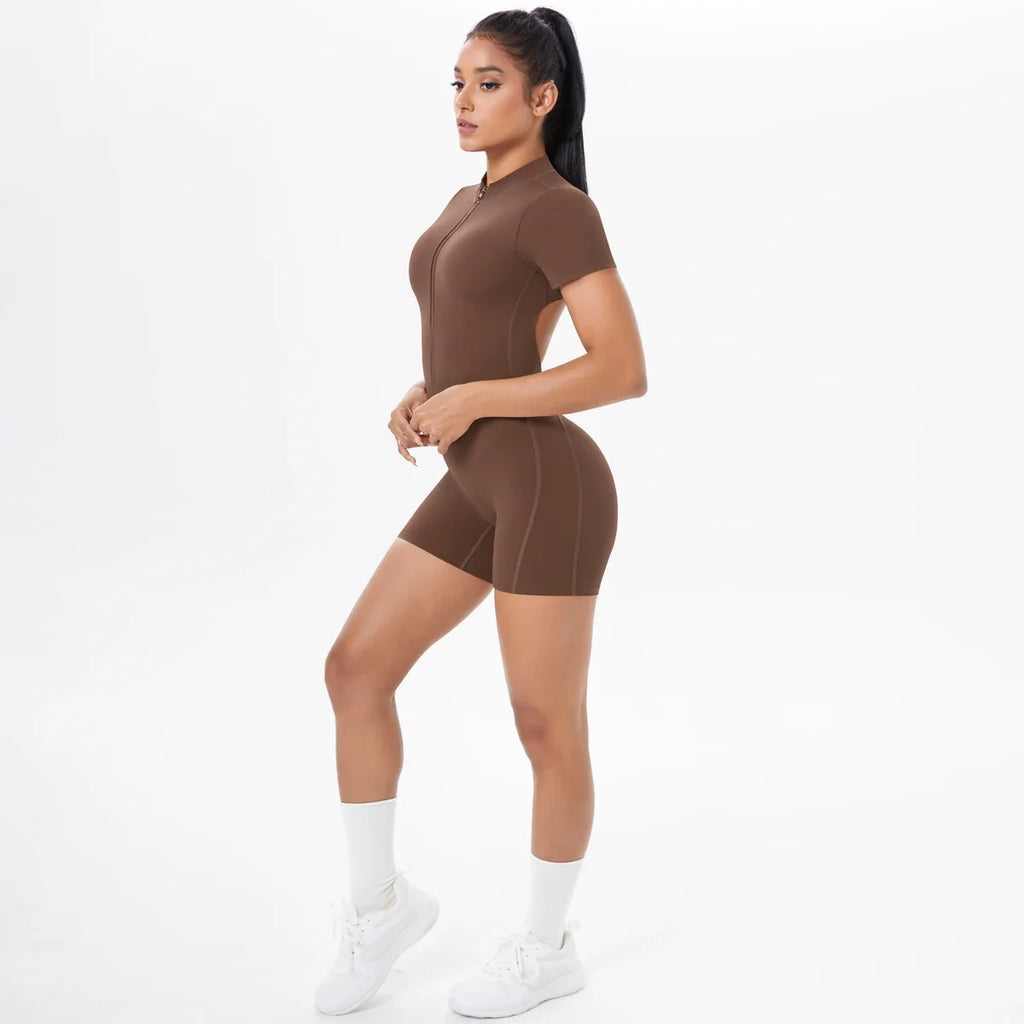 FlexiFit Backless Zip Jumpsuit - Women's Yoga Wear