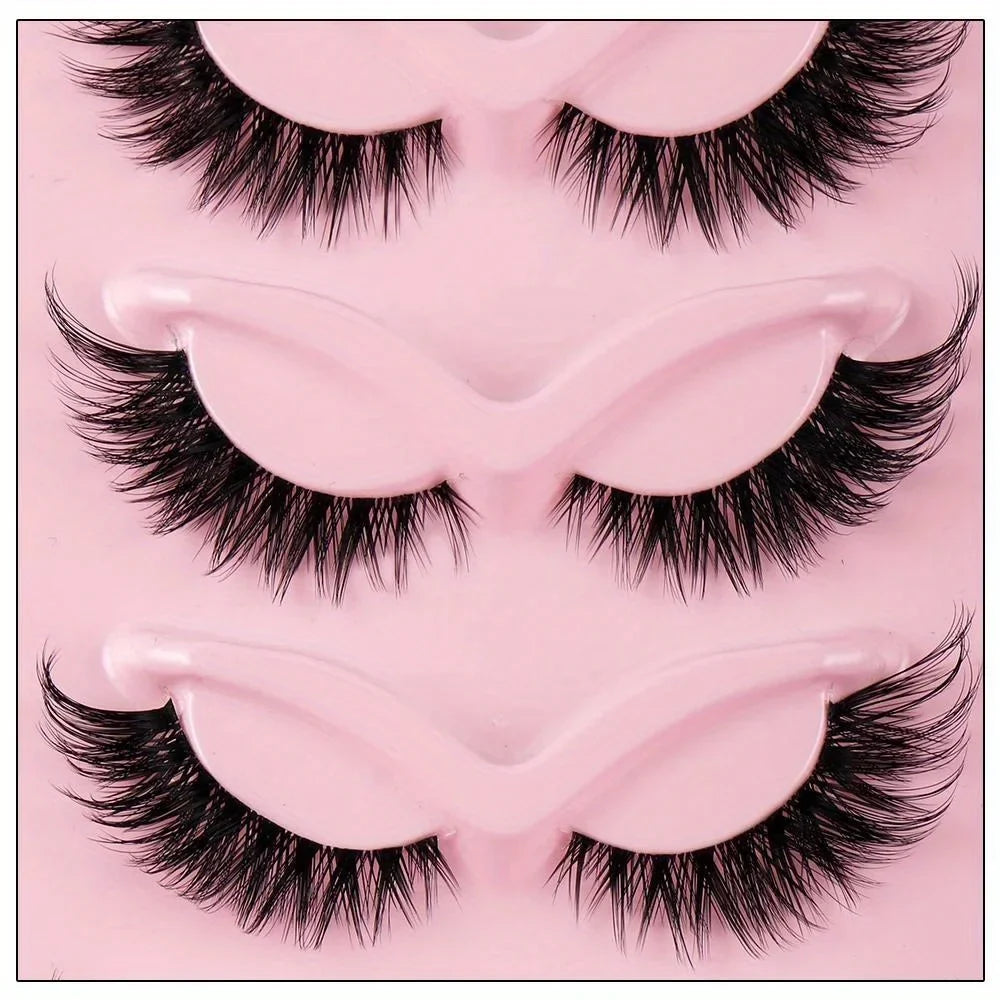 Value Pack 5 Pairs Long Natural Dramatic Cat Eye Lashes Winged Elongated Reusable Fake Lashes For Makeup Newbies