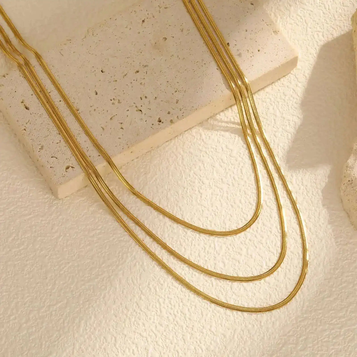 Waterproof Layering Necklaces for Women,stainless Steel Triple Stacked Snake Clavicle Chain Choker Necklaces