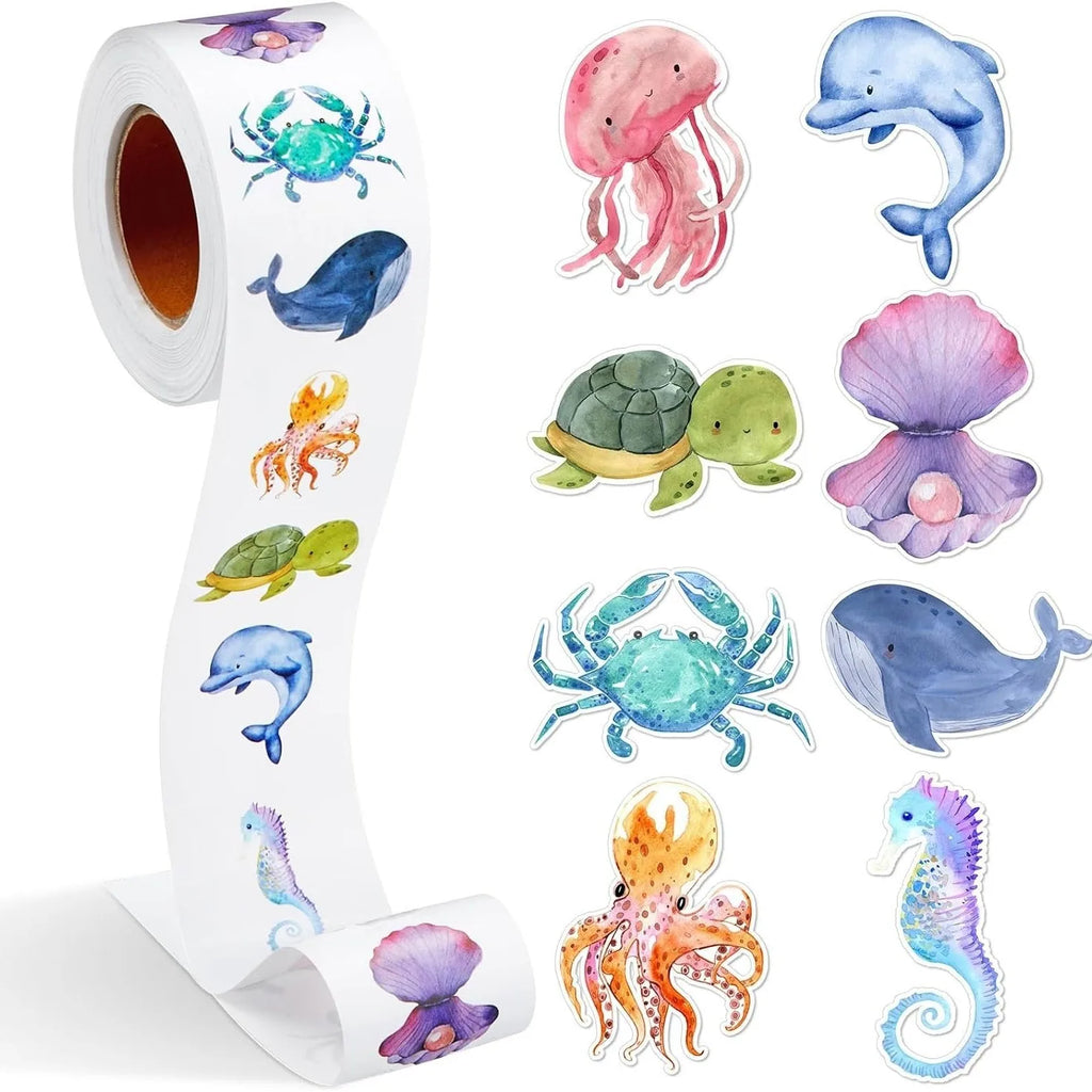 100-500 Animal Stickers Roll | Small Decorative Labels for Photocards and Gifts