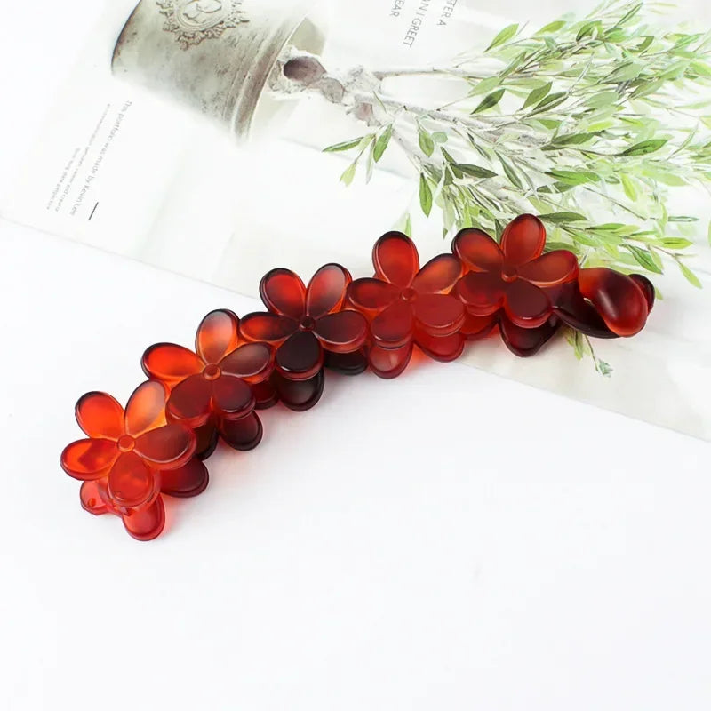 Flower Banana Hairpins Elegant Hair Clips Banana Clips Women Hairgrips Ponytail Barrettes Hair Pins styling Accessories Jewelry