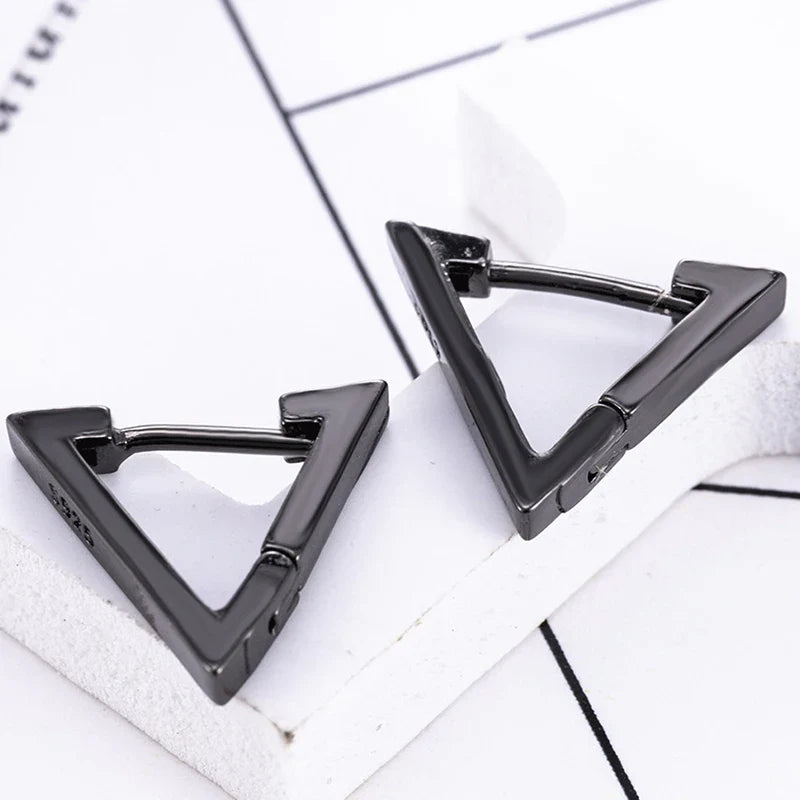 Vintage Punk Stainless Steel Stud Earrings for Men Women | 1 Pair Black Earrings Set
