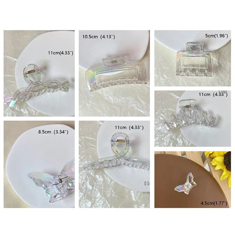 Women Hair Claw Korean Style Transparent Plastic Headband Hairpins Ponytail Claw Clip Crab Hair Accessories Headwear