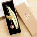 1Pcs Metal Feather Bookmark with Dried Flower Butterfly Boxed ,Teacher's Day Gift, Student Reading Accessory Creative Bookmark
