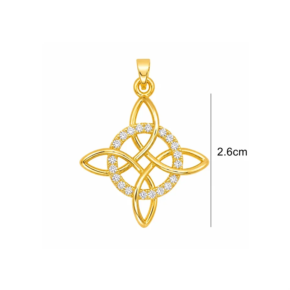 Witch Knot Pendant Necklace Stainless Steel Chain CZ Celtic 4 Elements Protection Amulet Retro Wiccan Gothic Women Men Jewelry