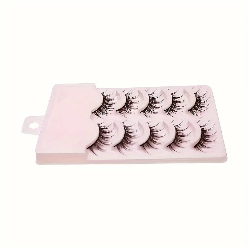 5 Pairs of Cartoon Style 3D False Eyelashes Fluffy and Soft for Natural Looking, Enhancing Makeup with Cross Lash Design