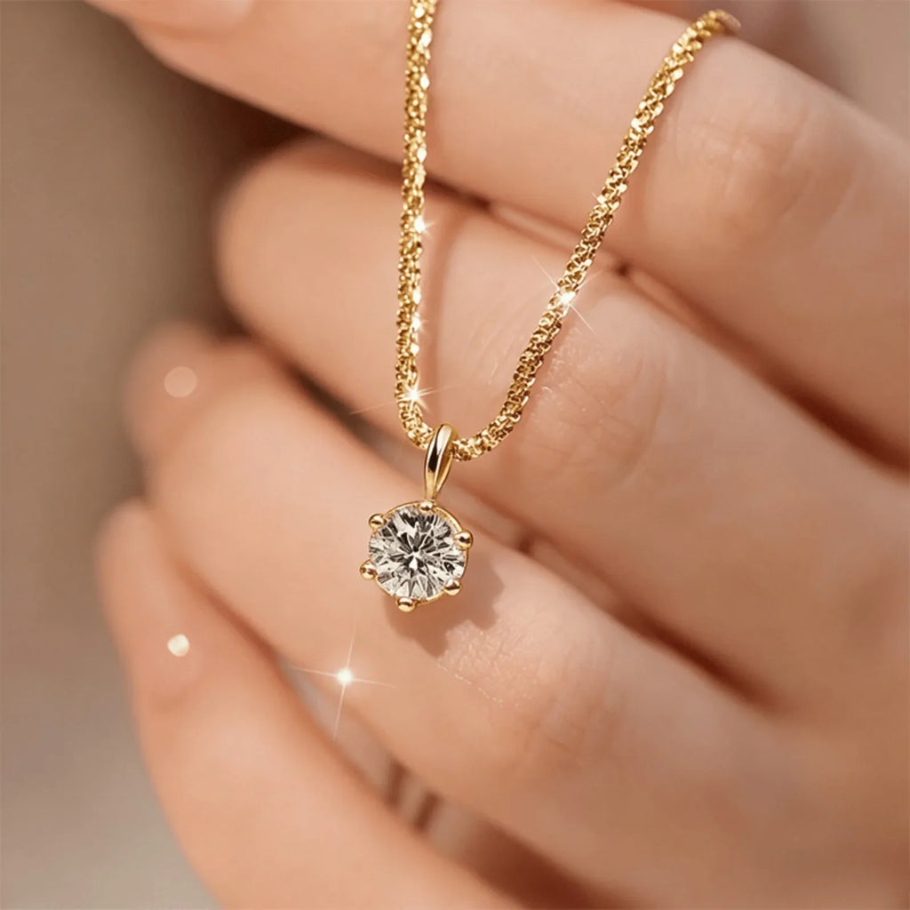 [Shining Protagonist] Synthetic Zirconia Necklace for Women | 316 Stainless Steel Collarbone Chain |Versatile for Daily Banquets