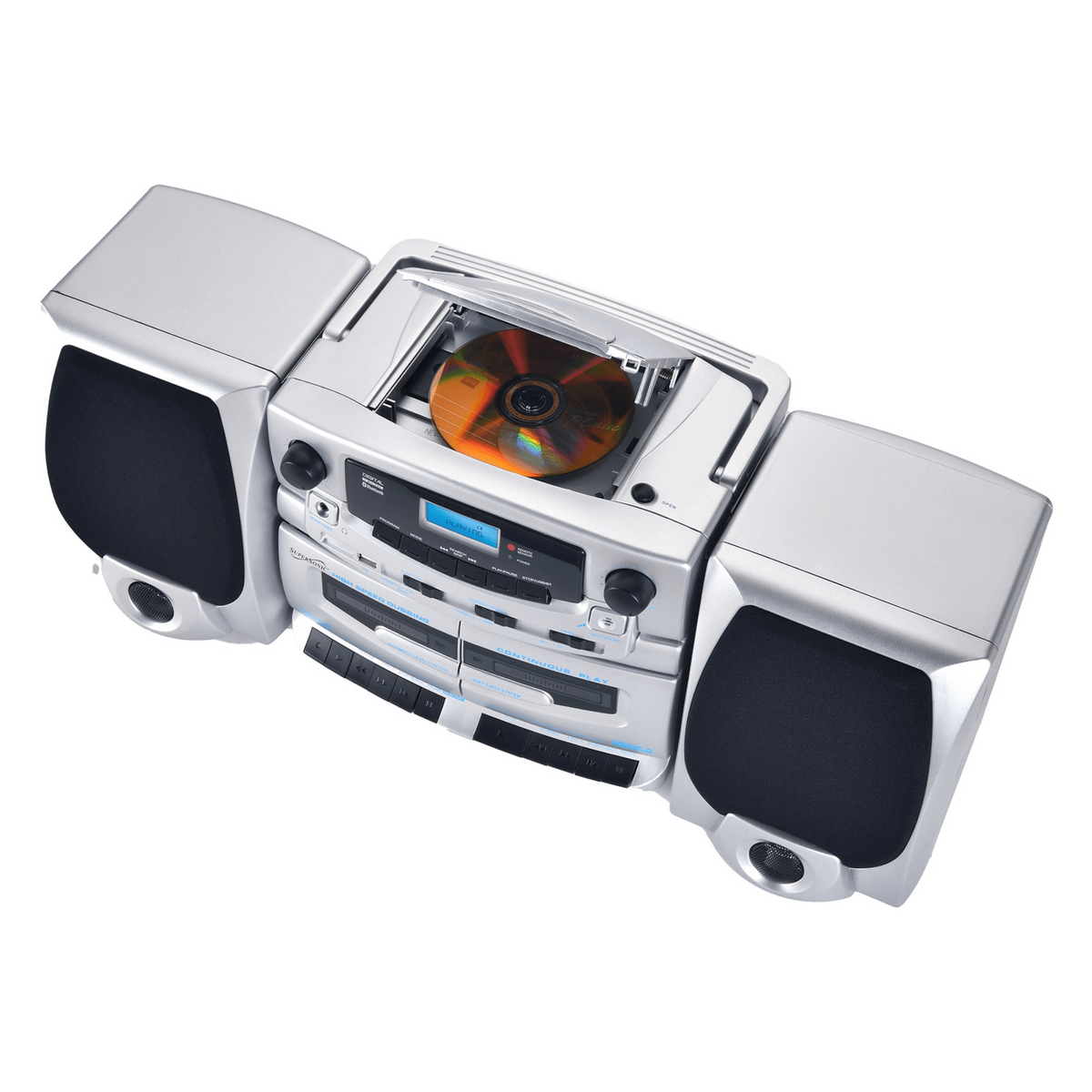 Supersonic Bluetooth Audio System with Double Cassette Recorder & Built-In Mic