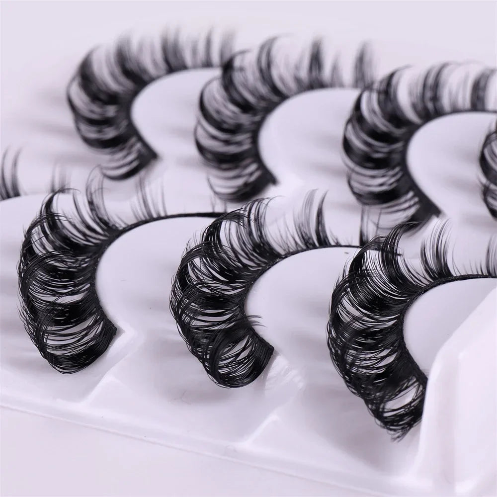 4 Pairs 3D Mink DD Curl Russian Lashes Reusable Fluffy Strip Eyelashes for Eyelashes Extensions