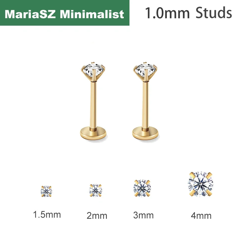 Mariasz Minimalist 1.0mm Stainless Steel Eearring Nose Stud Cartilage Piercing Jewelry Helix Tragus Lip Earrings for Women 18G