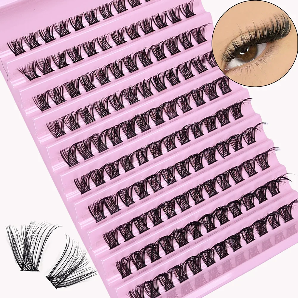 D Curl Mink Individual Cluster Lashes 120Pcs 8-16mm Mixed Size Full Volume Natural DIY Self-Graft Lash Extensions