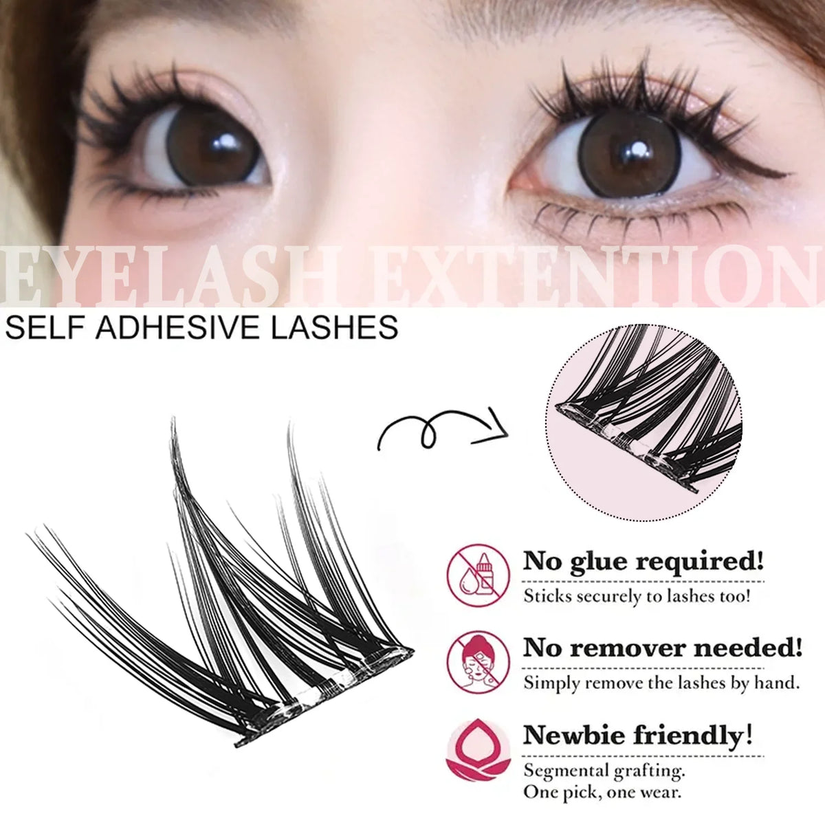 100/120pcs Self-Adhesive Eyelash Cluster Set Doll & Cat Eye Styles, Wispy, Curved, Lightweight, Natural to Glamorous Look