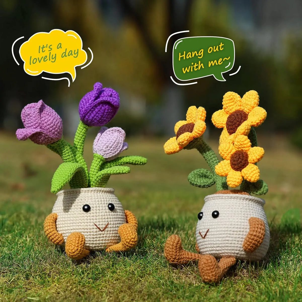 MIUSIE Crochet Starter Kit Sunflower Tulip Crochet Kit Crocheting Knitting Supplies for Adults Beginners Decoration DIY Craft