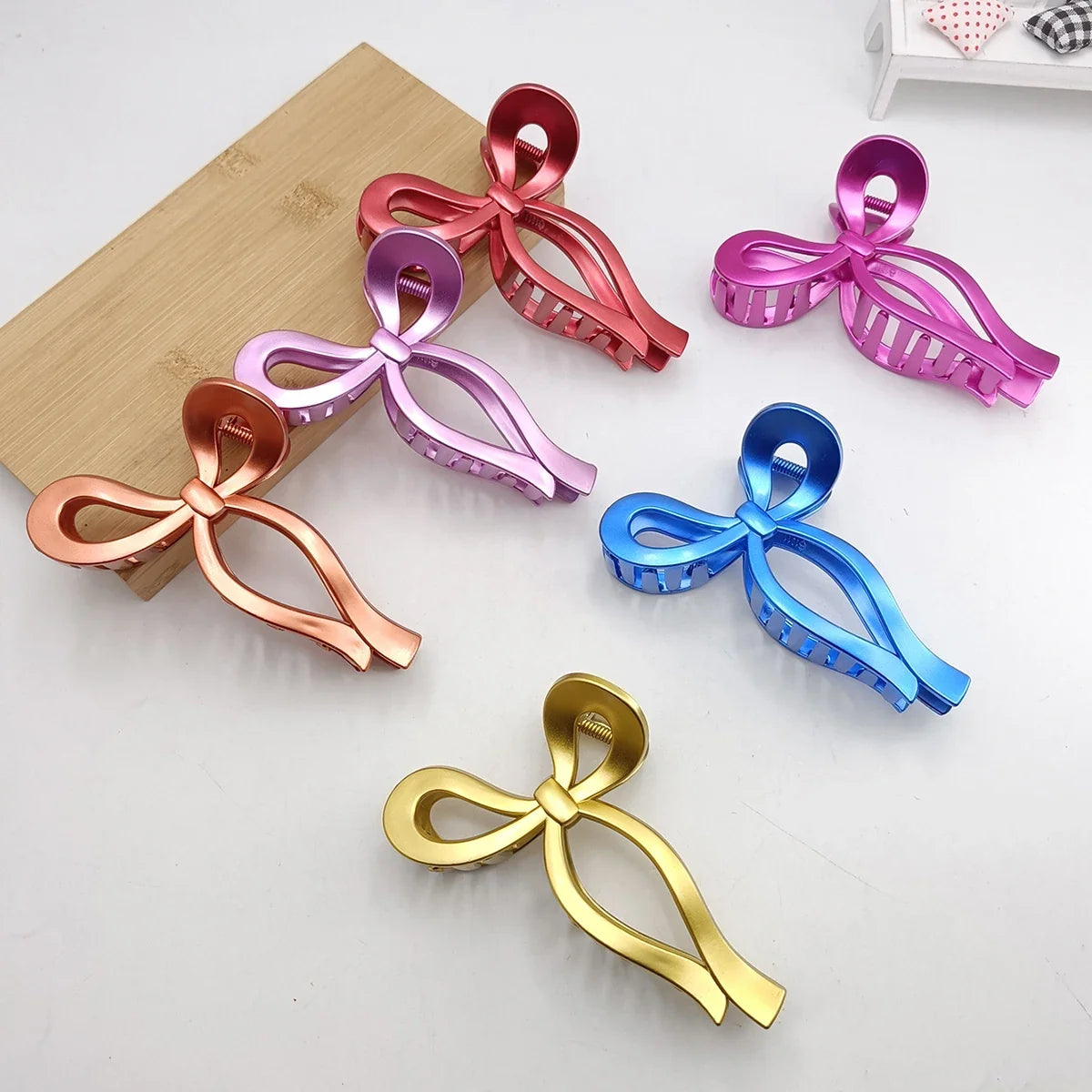 13cm New Elegant Metallic Color Ribbon Bow Hair Clip