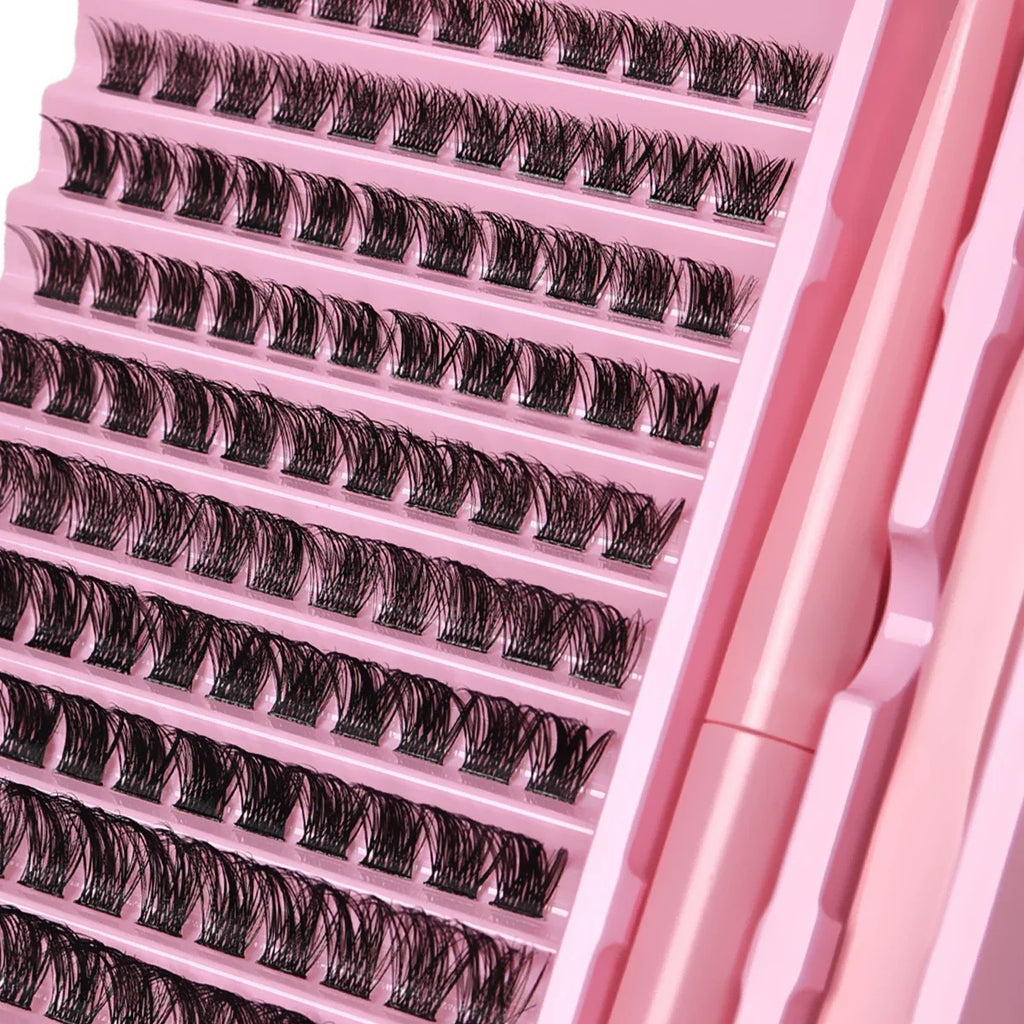 DIY Lash Clusters Extension Kit 110 Clusters Bond Individual Lashes Kit Cluster Lashes Wispy D Curling False Eyelash Clusters