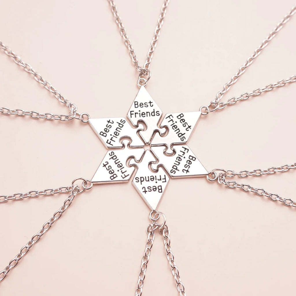 Friendship Pendant Necklace Set for Women | 6 Pcs BFF Jewelry Gift