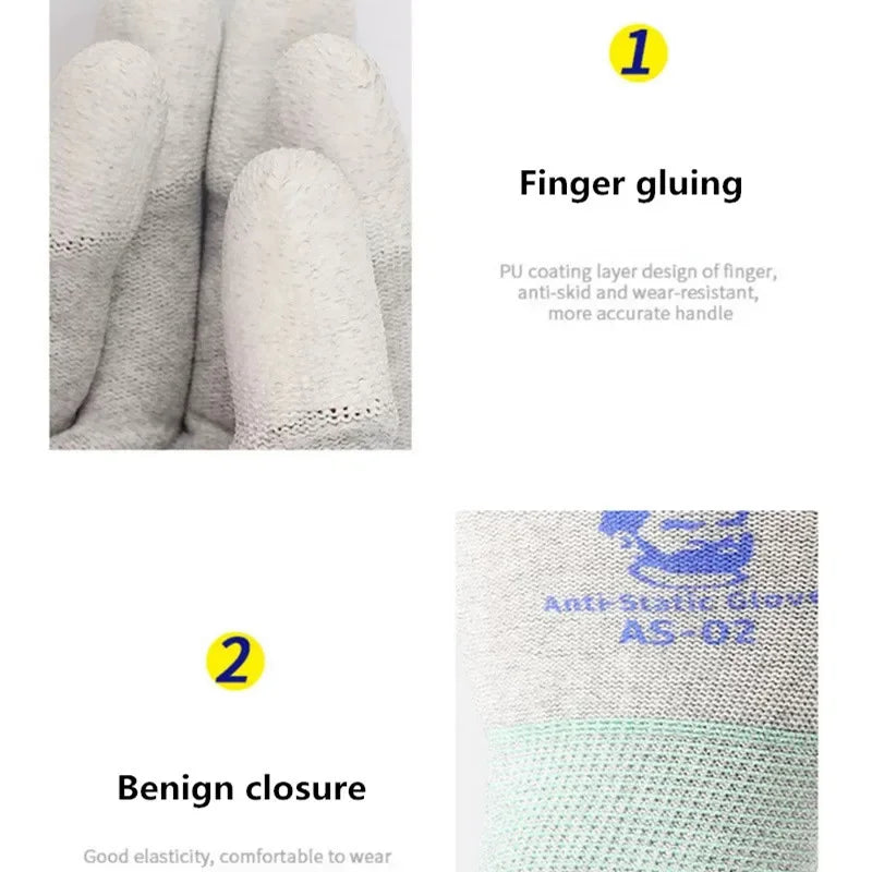 MECHANIC AS02 Anti-Static Carbon Fiber Gloves | Non-Slip Elastic Gloves for Electronics Repair