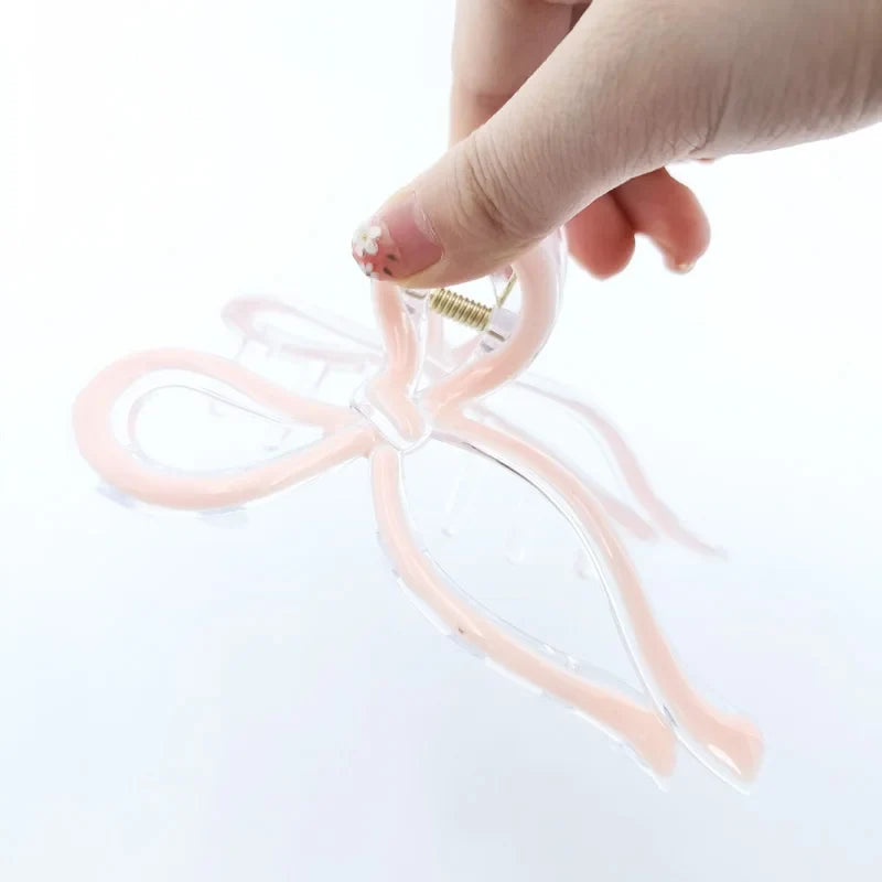 13cm Simple and Versatile Hollow Streamer Bow Ties Oil Dripping Plastic Hair