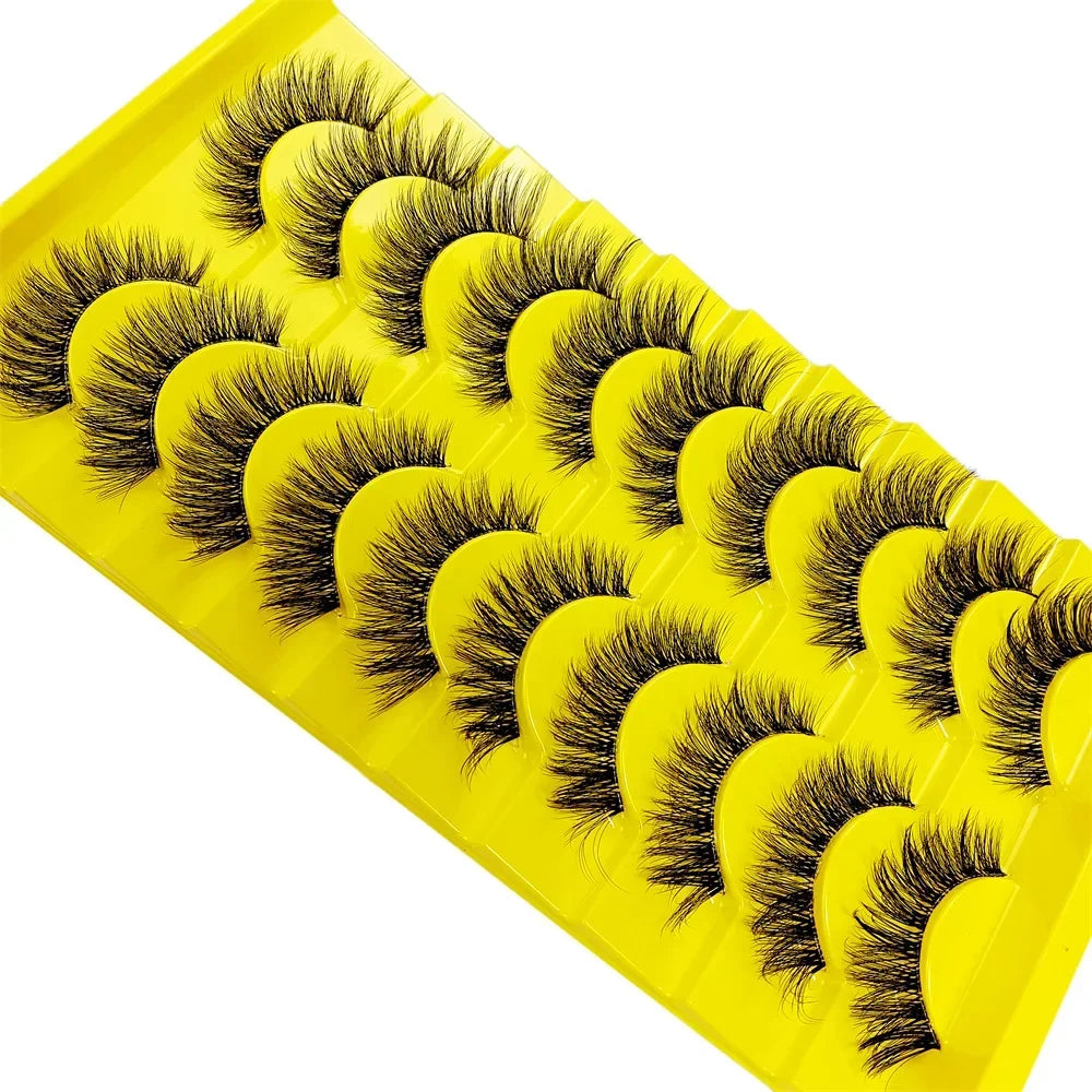 10 Pairs Eyelashes Clear Band Natural Wispy Fluffy Lashes Natural Look Russian Strip Lashes 3D Effect Cat Eye Lashes that