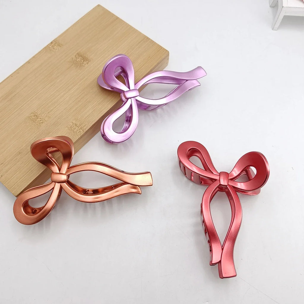13cm New Elegant Metallic Color Ribbon Bow Hair Clip