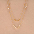Trend Elegant Imitation Pearl Bead Double Layer Stacking Necklace for Women Stainless Steel Hammer Chain Necklace Jewelry Gift