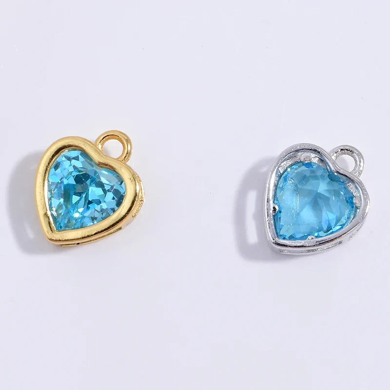S925 Sterling Silver Heart Blue Crystal Charm DIY Handmade Bracelet Necklace Accessories For Women SD68