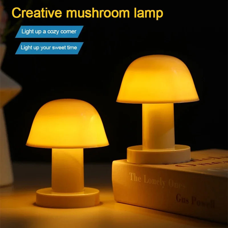 Mini Creative Mushroom LED Night Light | Battery Powered Portable Desktop Sunset Lamp for Home Decor