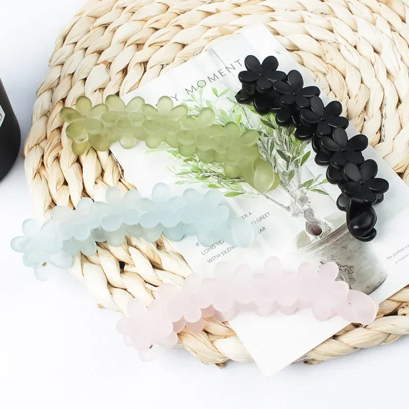Flower Banana Hairpins Elegant Hair Clips Banana Clips Women Hairgrips Ponytail Barrettes Hair Pins styling Accessories Jewelry