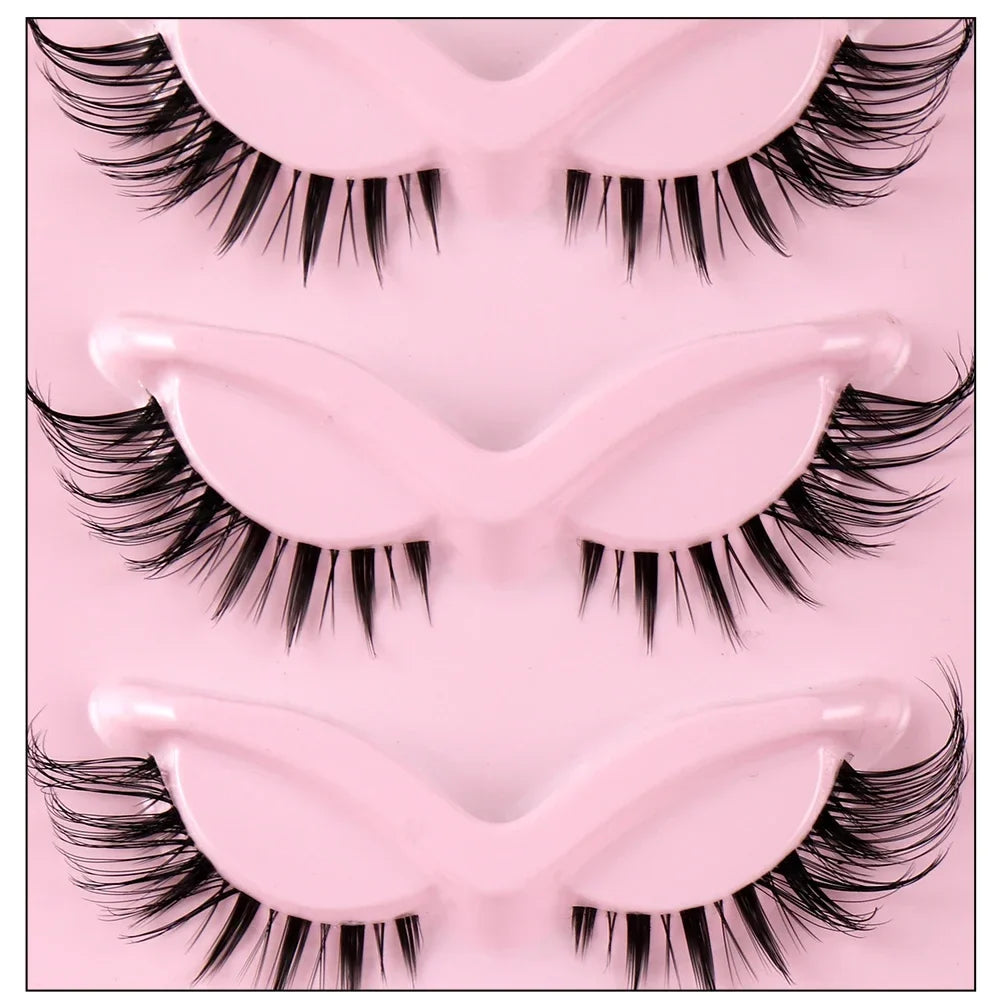 5 Pairs Cat Eye Lashes Natural Eyelashes Winged End Eye Elongated Eyelashes Clear Band Lashes Eyelash Extension Manga Lashes