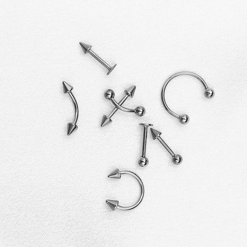 8PCS/Set Fashion Piercing Set Eyebrow Bar Lip Tongue Nose Pircing Stainless Steel Ear Studs Stainless Steel Mixed Body Jewelry