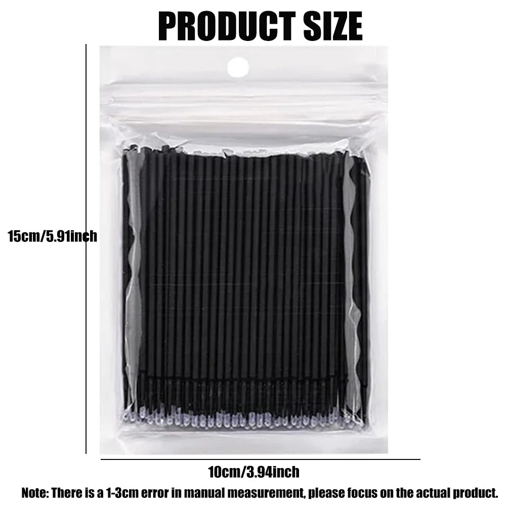 100PCS Micro Swab Applicator Eyelash Cleaning Brush Lash Extension Micro Brushes Cotton Swab Individual Eyelashes Removing Tool
