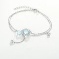 925 Sterling Silver Aquamarine Bracelet | Elegant Double Charm Bracelet for Women